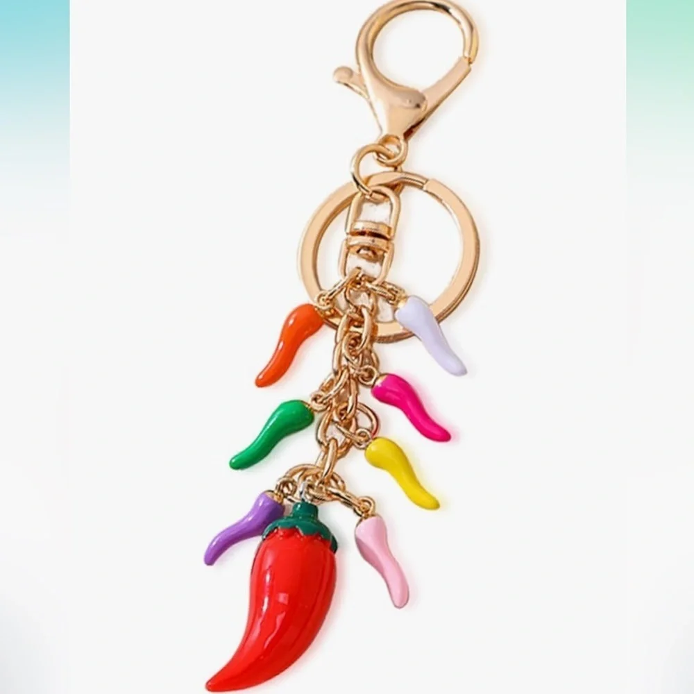 Bag charm purse charm Colorful Chili Pepper Keychain